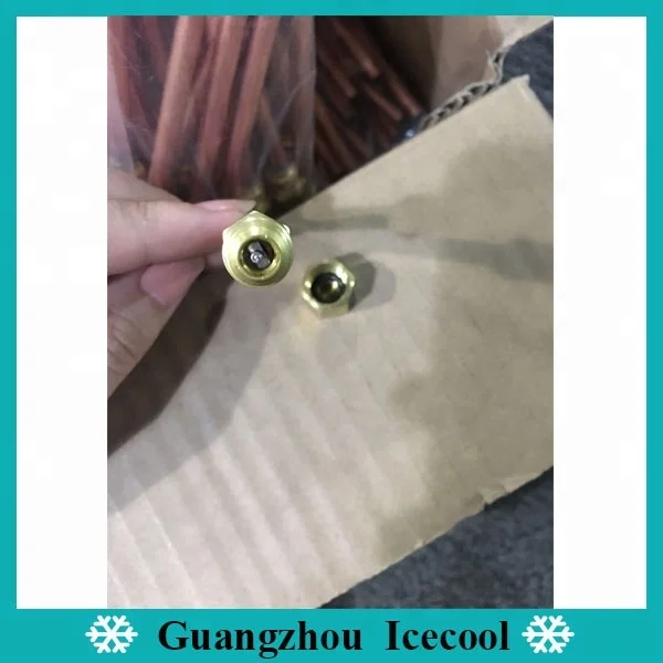 1/4 copper refrigerant gas charging pin valve/access valve with flare nut cap