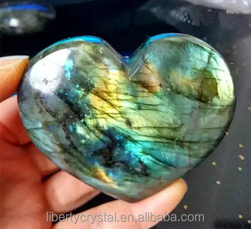Hot sale Natural Labradorite Heart Crystal Rough Polished Healing
