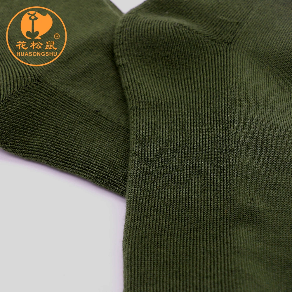 Wholesale knee high cotton green color army socks with terry cushion military socks
