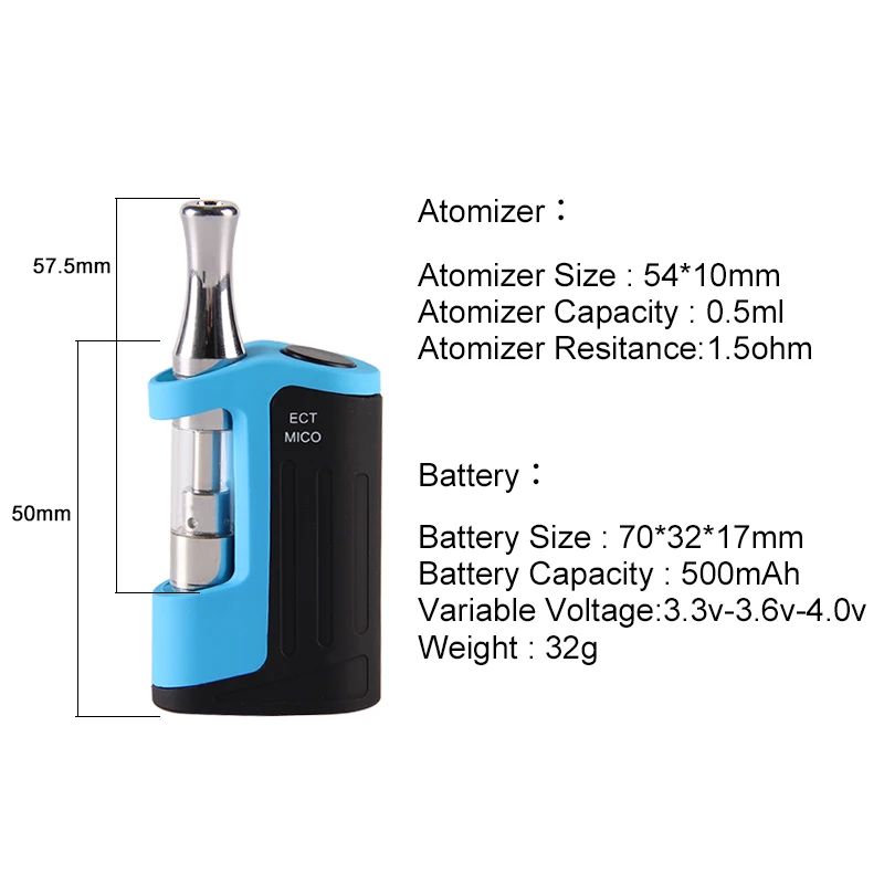USA popular electronic cigarette vape ECT Mico 500mah e cigarette made in Shenzhen factory