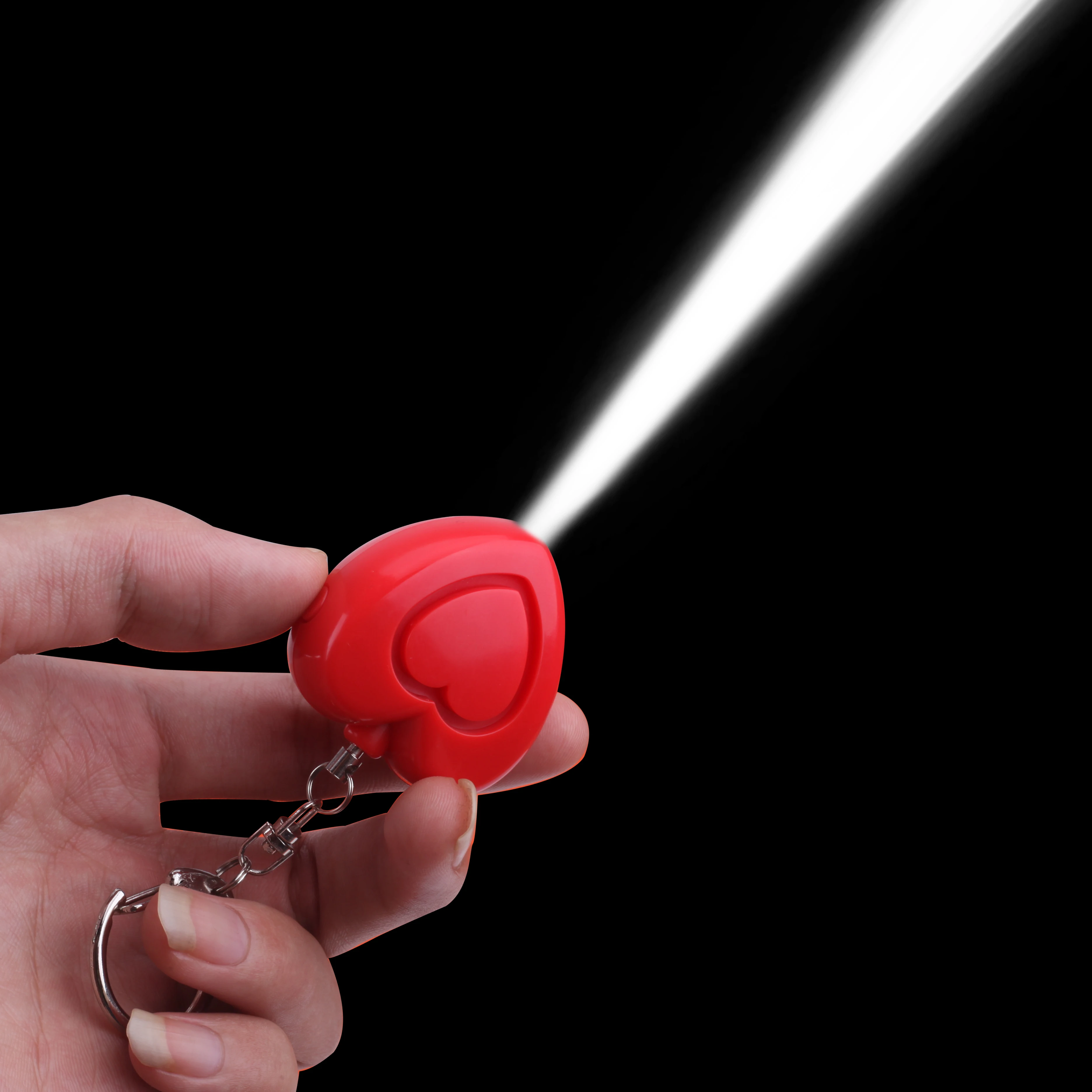 Meinoe Hot Sell Personal Alarm Patented Heart Shape Lady Lovely Alarm With Keychain And LED Light