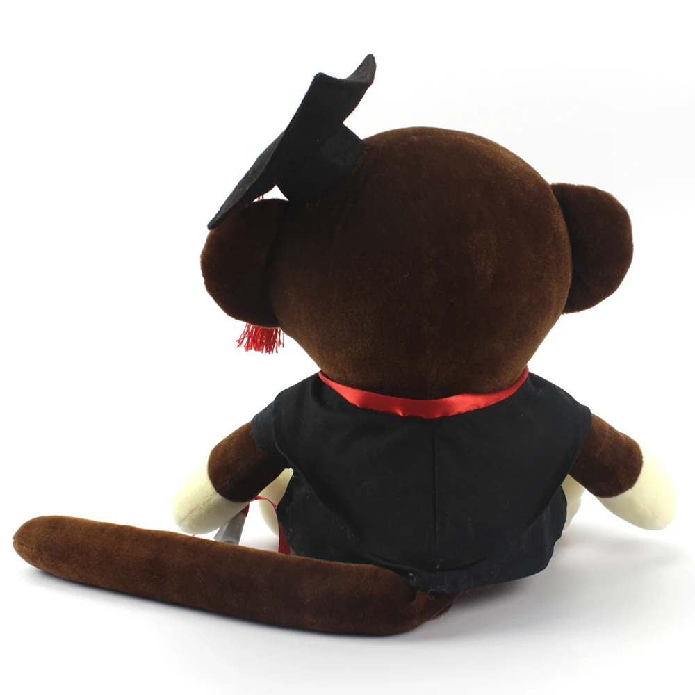 Graduation gift stuffed animal toy, plush sitting monkey with doctorial hat