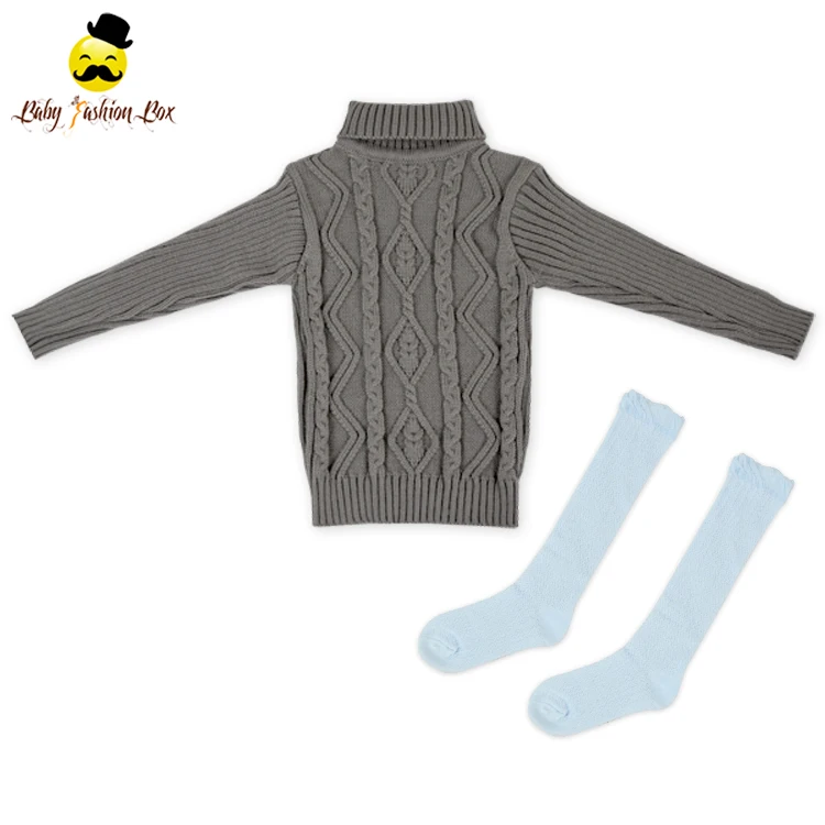  Wholesale baby girl fall winter sweater new design wool high neck knitting
