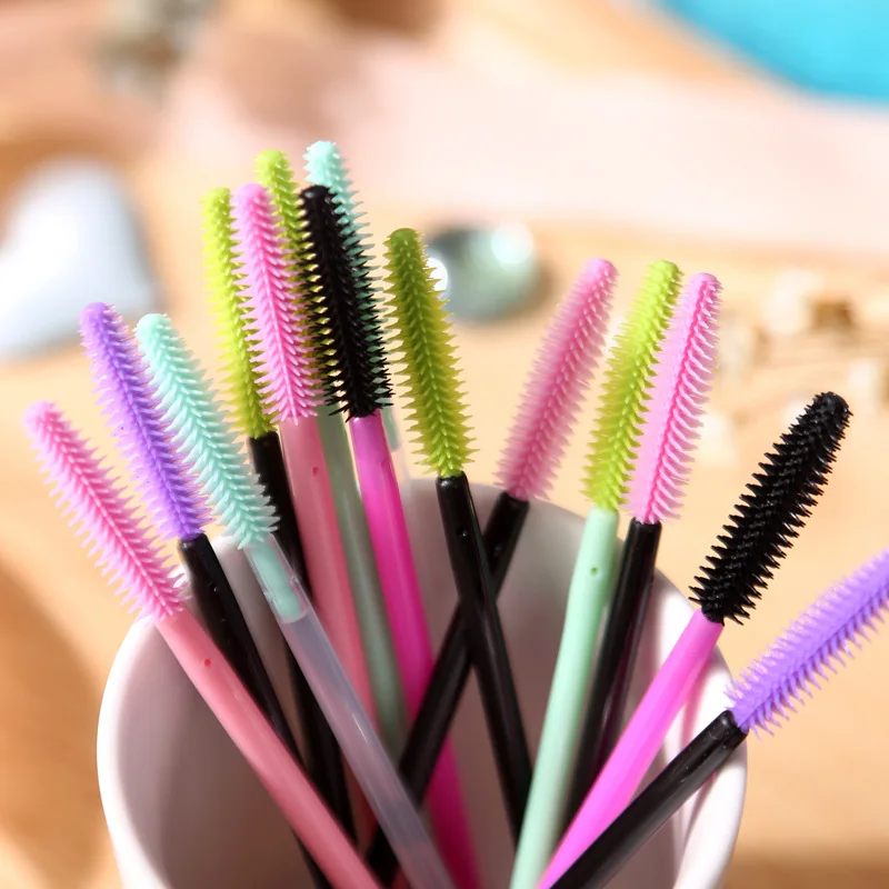 Disposable Mini Silicone Mascara Brush Head 50 pcs/bag Makeup Brushes Wands Mascara Applicator