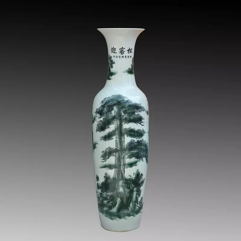 Wholesale Hand Painted Guest Greeting Pine Design Big Flower Vase Ceramic