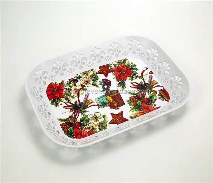 New Customized PP hollow out fruit tray decorative plastic tray