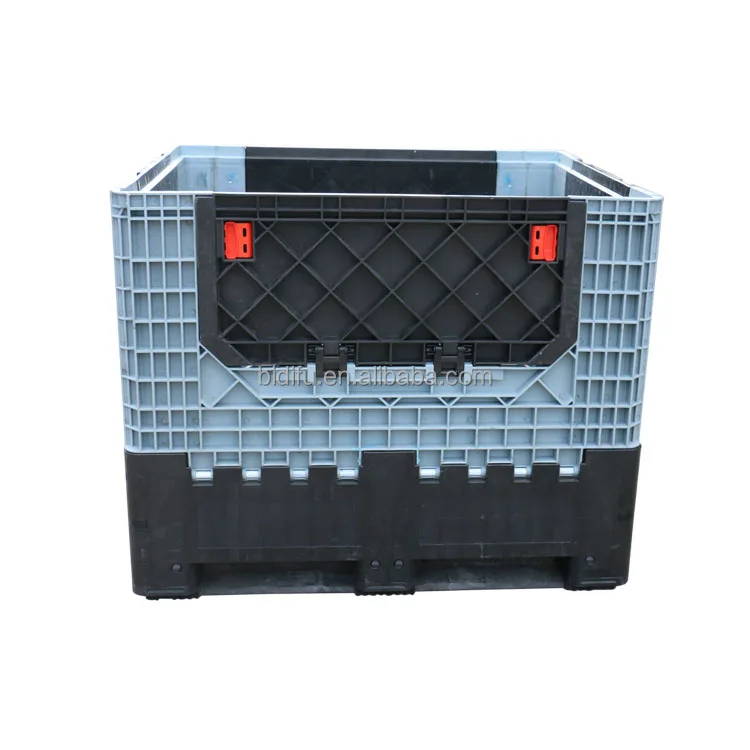 Large collapsible warehouse storage and moving plastic pallet box bidifu