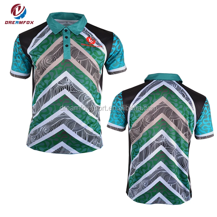 wholesales design custom made sublimated cricket bowling team shirts, bowling polo shirts