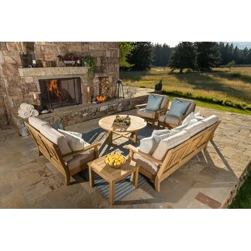 High end outdoor teak wood sofas 6 pieces patio furniture garden conversation sets