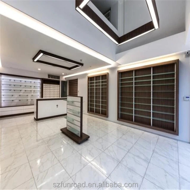 Drugstore display cabinet with drawer system / Pharmacy shop interior design with 3D drawing