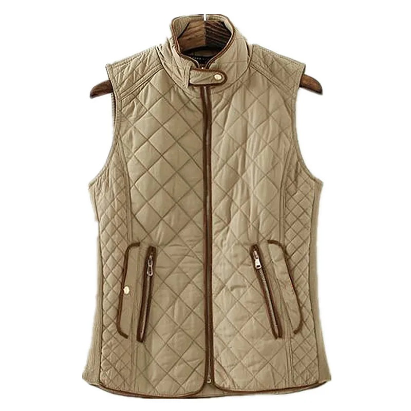 
Training Sport Sleeveless Sexy Diamond Quilted Polyester Cotton Motorcycle Woman Jacket Vest Winter 
