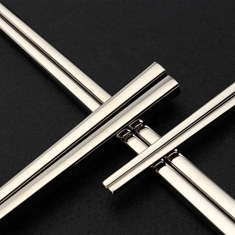 Luxury Korean Chopsticks Square Stainless Steel Chopsticks Household Hotel Restaurant Chopstick 10 pairs