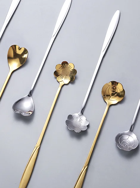 
New products ideas 2019 stainless steel Gold plated spoon coffee long handle spoon tea spoon stainless steel 