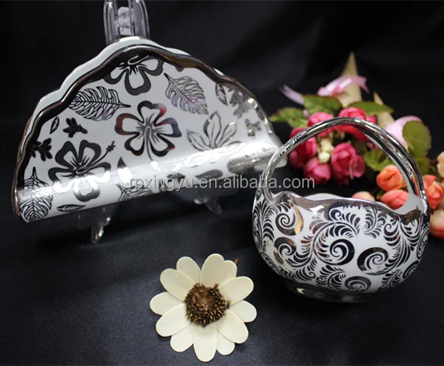 
3pcs porcelain dinnerware, ceramic Napkin holder, sugar pot 