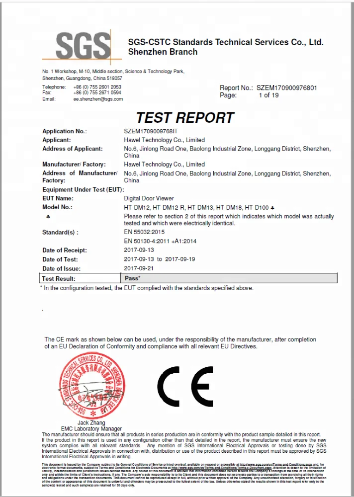 Wide Angle Digital Door Peephole viewer from Original factory supply
