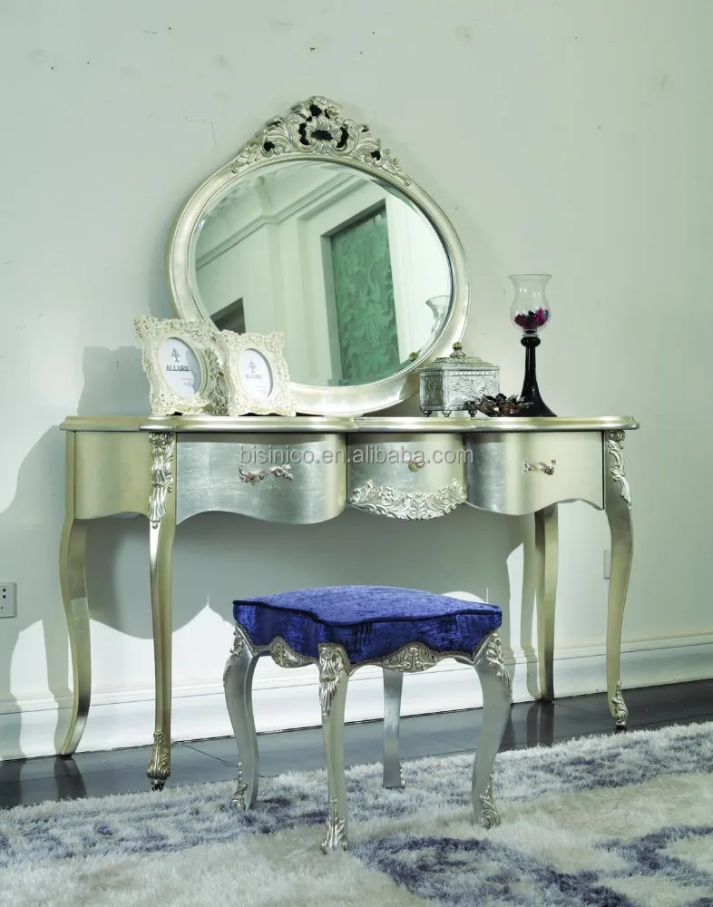 Bisini новый классическая мебель, твердой древесины шампанское серебро комод с зеркалом