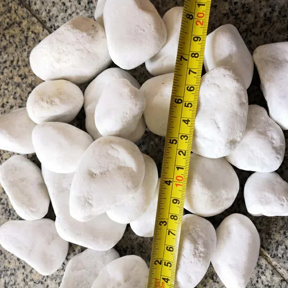 Landscaping polished machine made snow white pebbles stone for wholesale