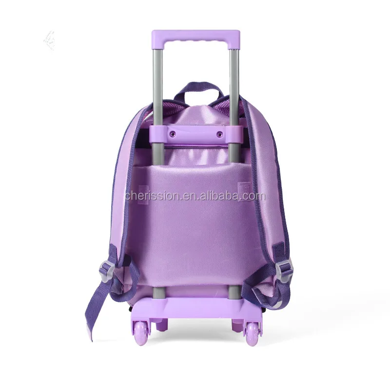 Teenager girls backpack trolley wheel luggage school trolley bag