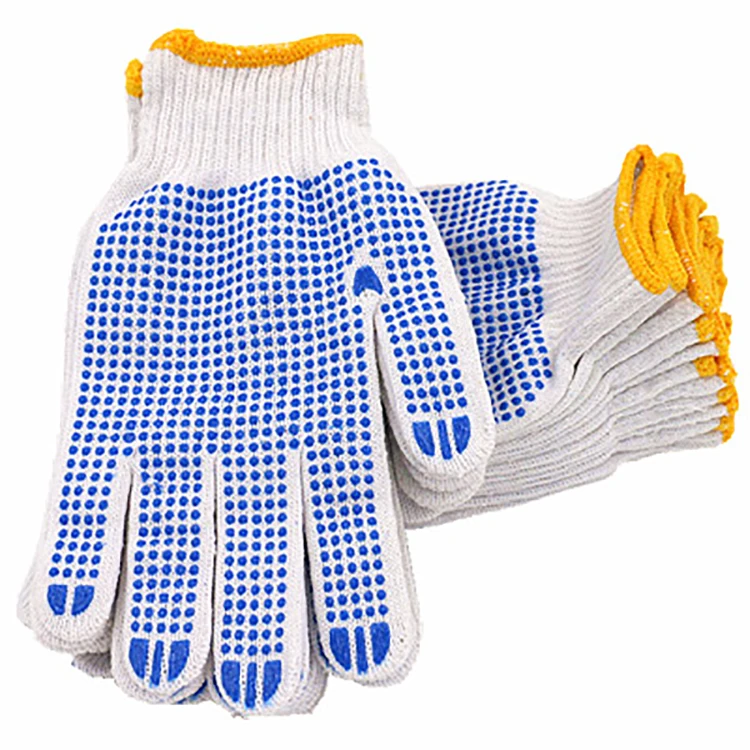 Best price anti cut washable cotton construction pvc safety gloves for industry