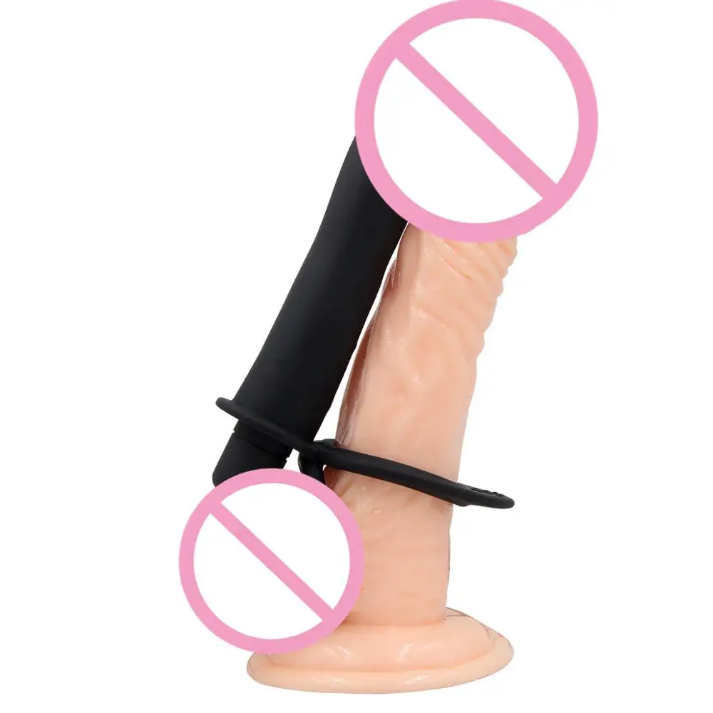 Hot Selling  Double Dildo Penetration Sex Product 10 Speed Vibration Silicone Cock Ring Strap On  Dildo