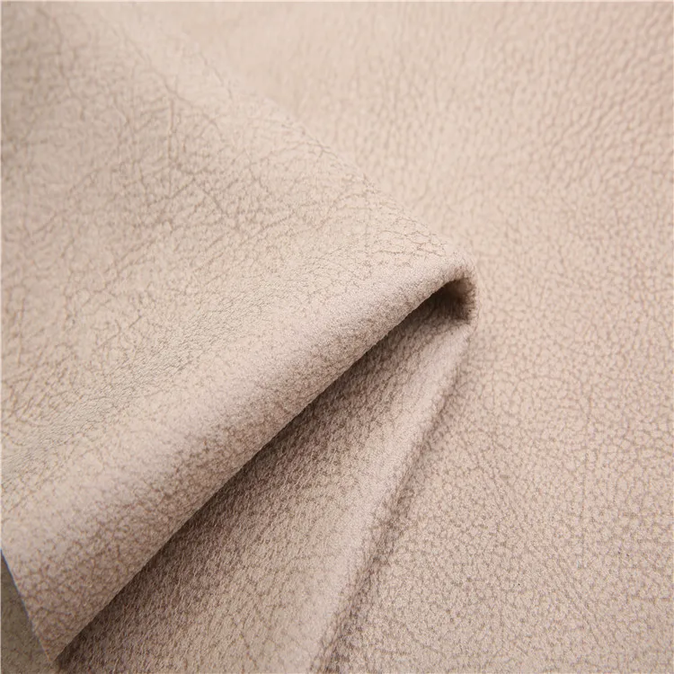 
Suede manufacturers embossed suede sofa fabric backing with polar fleece 