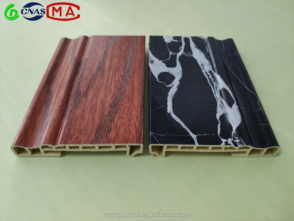 Decorative material soundproof waterproof Fireproof insect prevention WPC PVC decorative moulding line for wall skirting board