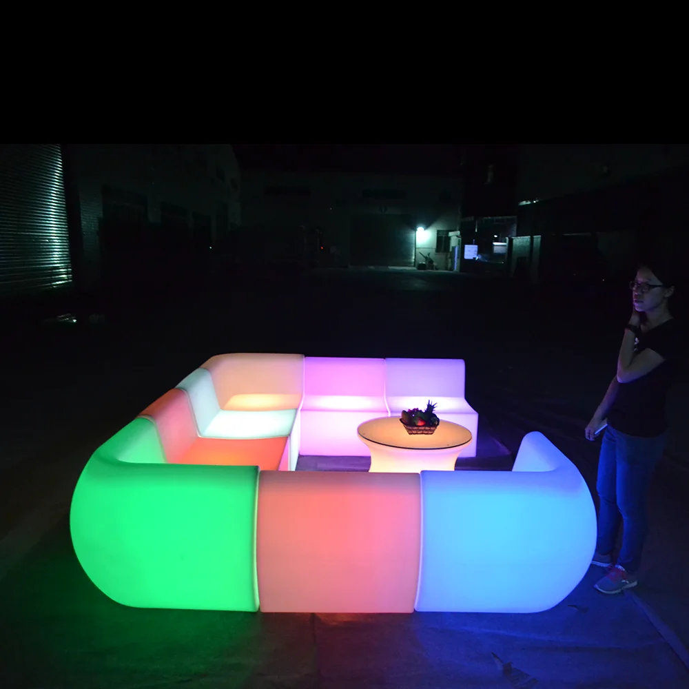 illuminated bar lounge hotel sofa chair fashionable luminous led plastic outdoor furniture with 16 colors changing