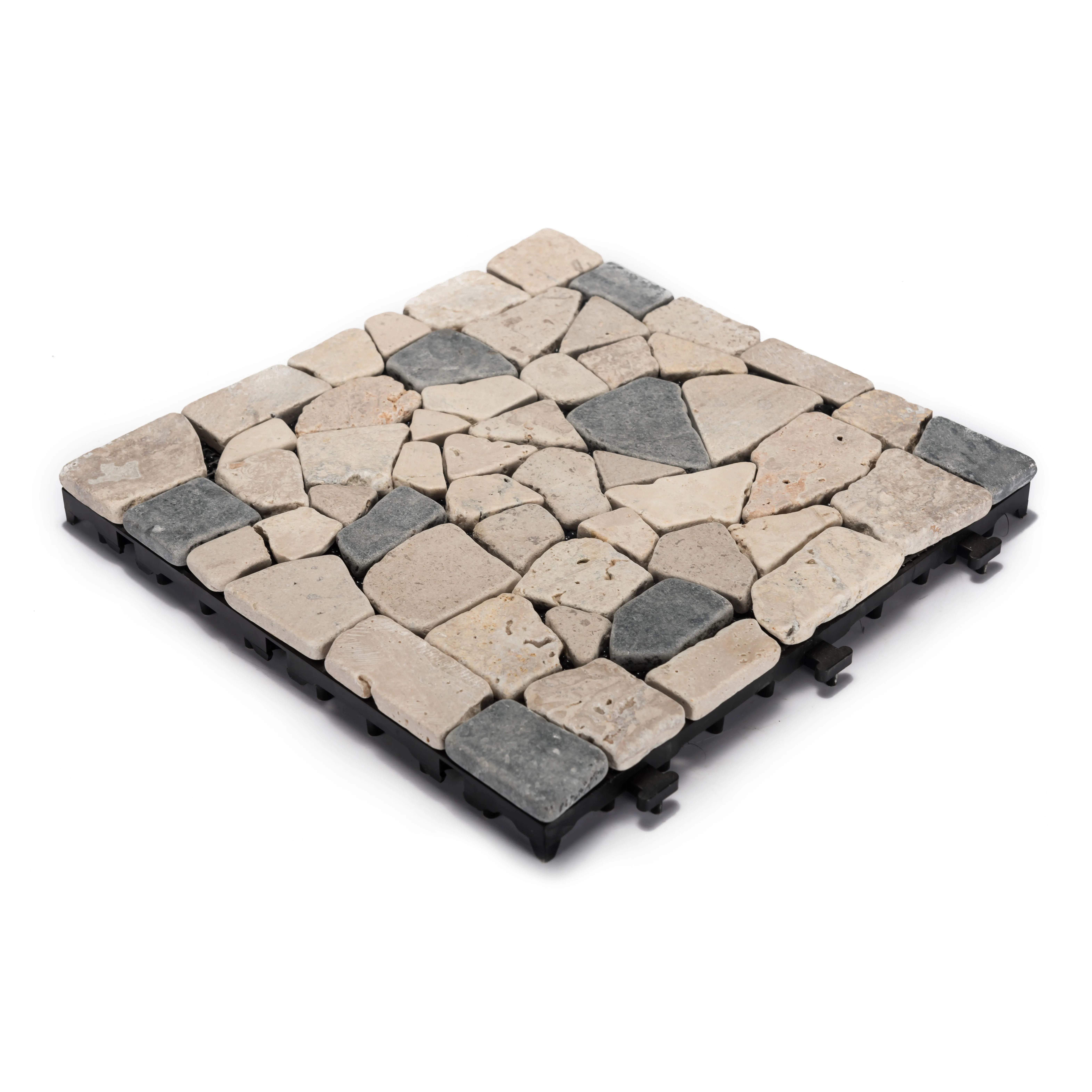 
Multi color travertine stone with marble mosaic DIY deck tile for outdoor floor 