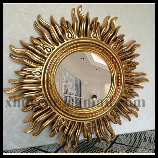 
Big size Hand carved gold leaf silver leaf decorative mirror sunburst mirror 