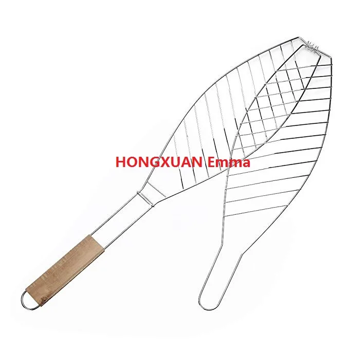BBQ Charcoal Grilled Fish Rack/Stainless Steel BBQ Fish Grill Basket