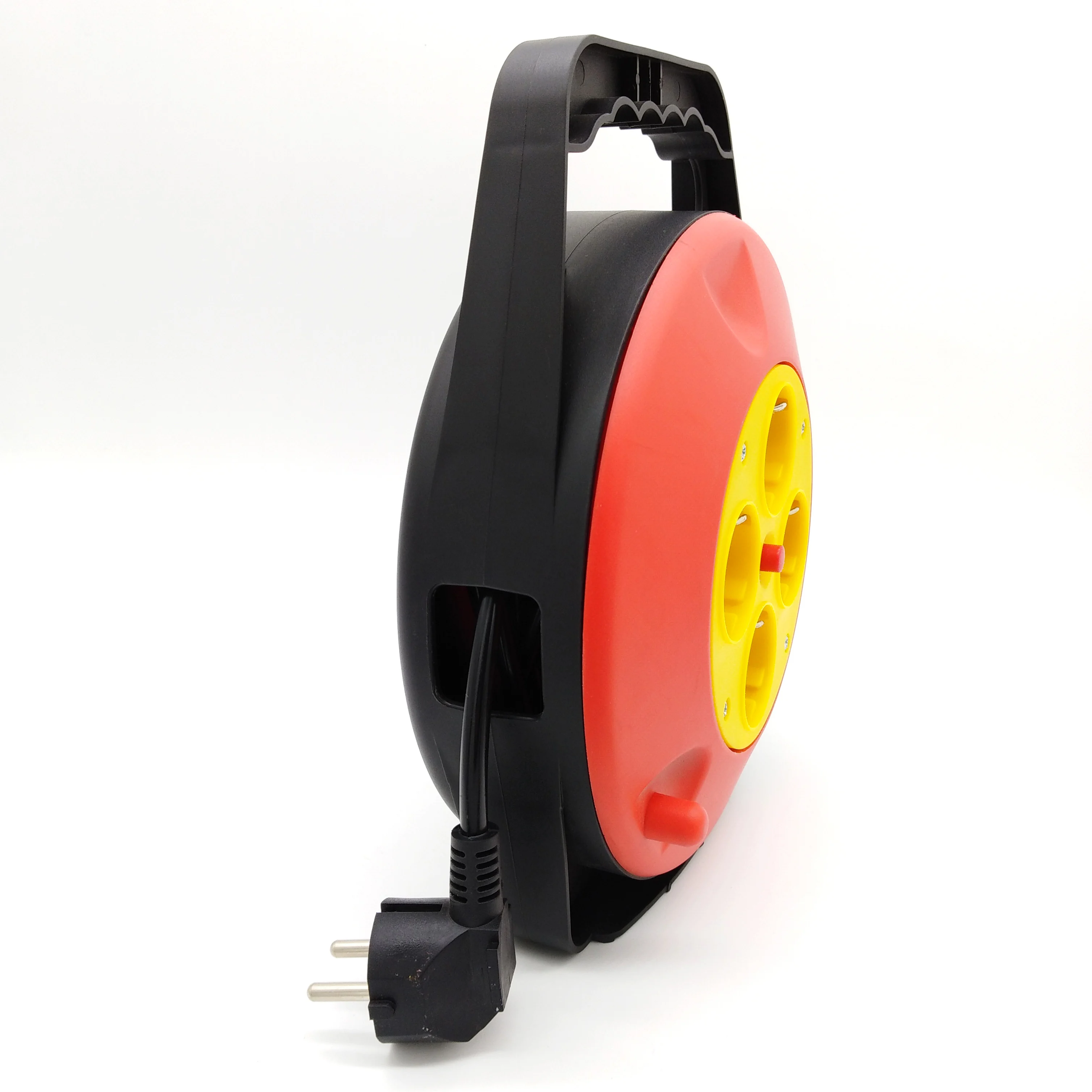 Eu Type Mini  Cable Reel 10m 4 Contact Sockets 2500w-3680w 10-16A/ 250v Electric Retractable Extension Cord Reel With Switch