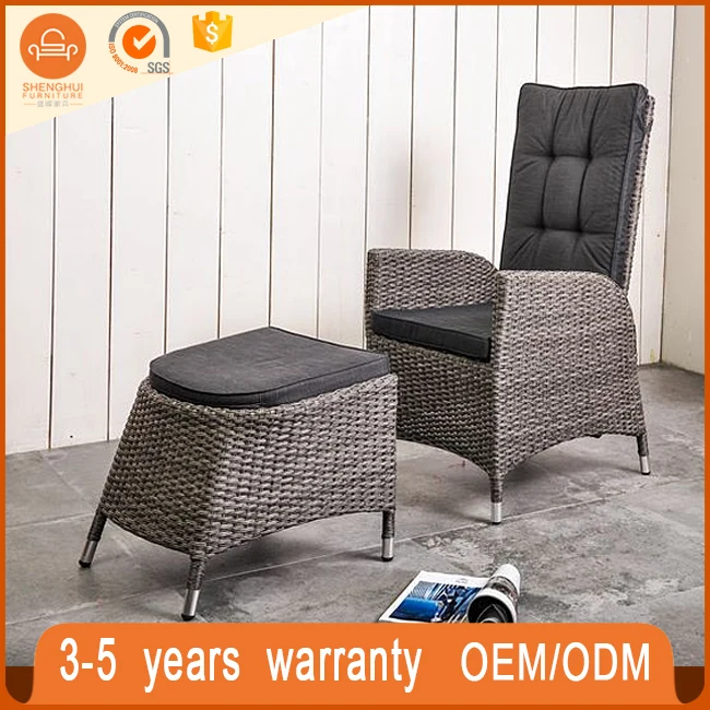 
New design garden high back single sofa chair rattan wicker with ottoman leisure chair 