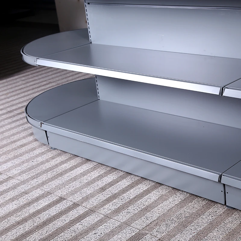 New design metal round ending shelf european style supermarket shelf