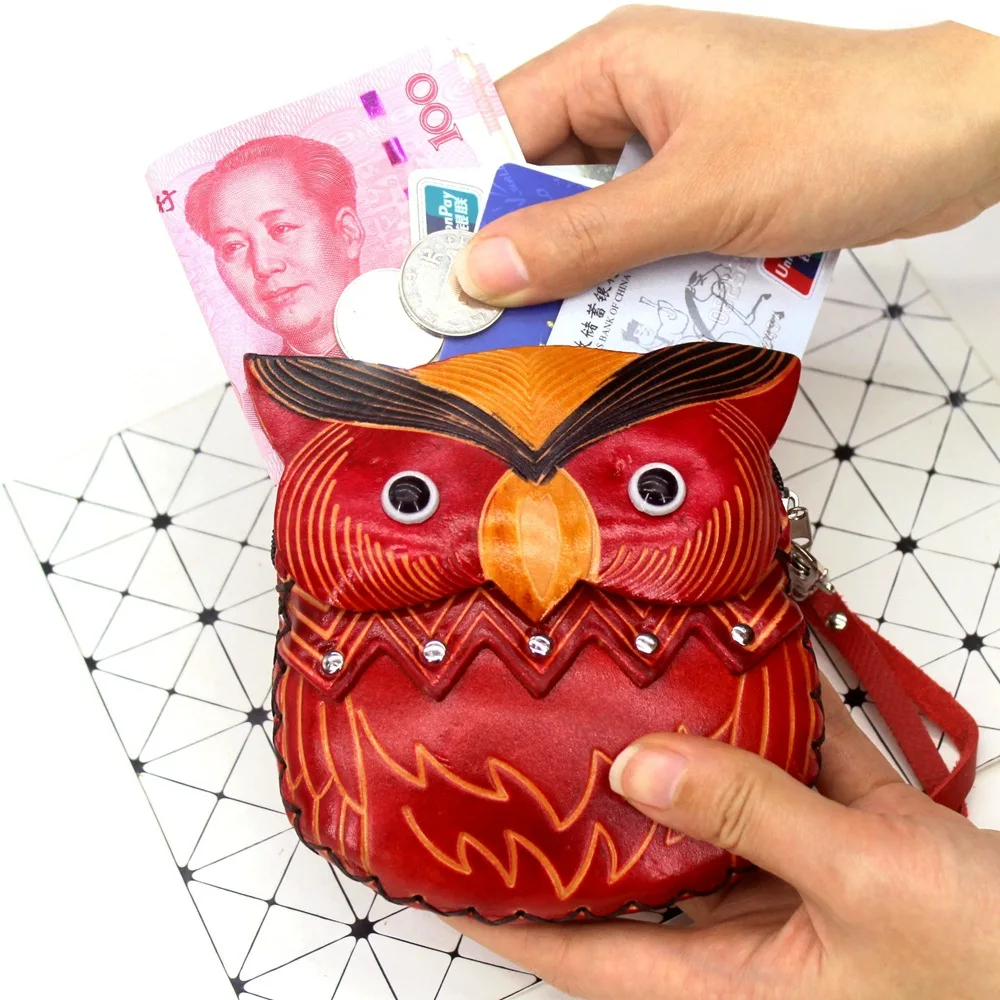 OWL  shape Special design beautiful leather coin wallet pocket coin purse