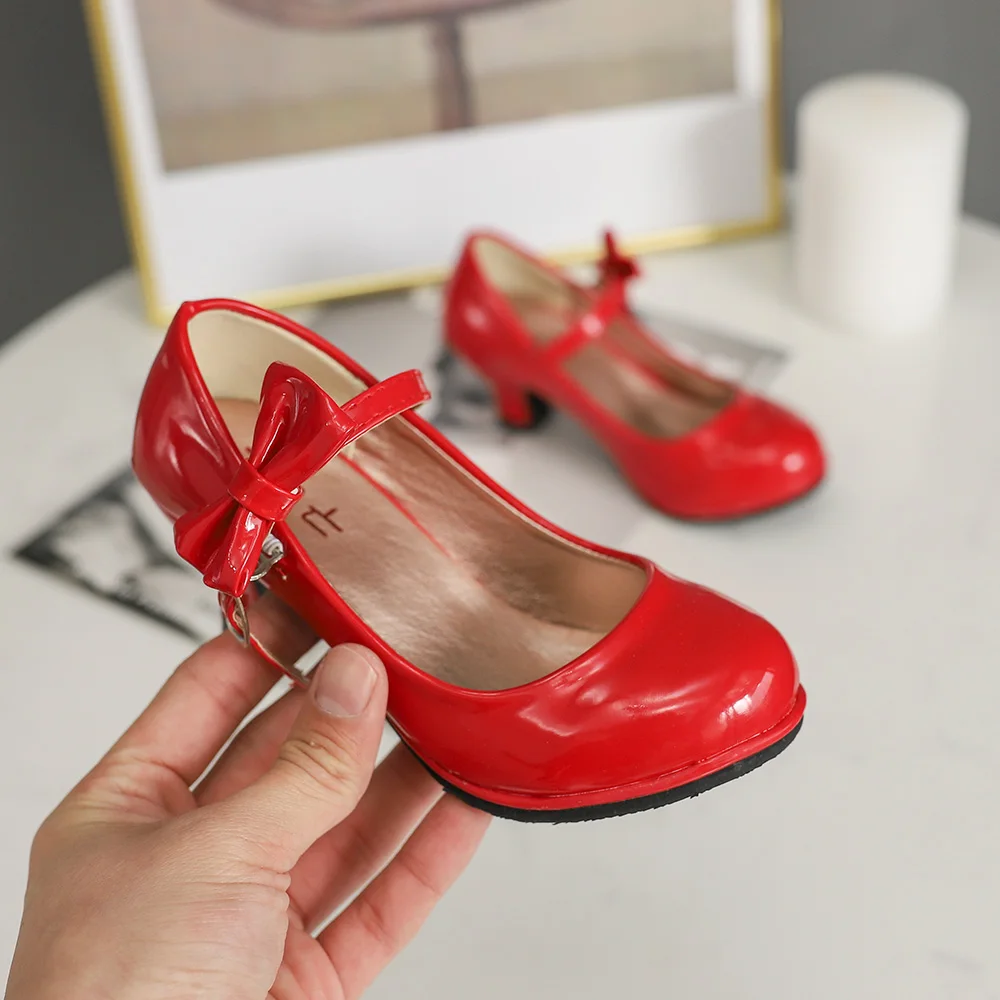 Размер 26-35, Лидер продаж, однотонная Детская Классическая обувь из искусственной кожи с бантом для девочек