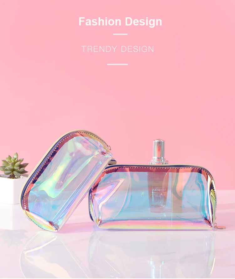 Fashion Lady Laser PVC Transparent Waterproof Toiletry Bag Portable Makeup Bag Cosmetic Pouch