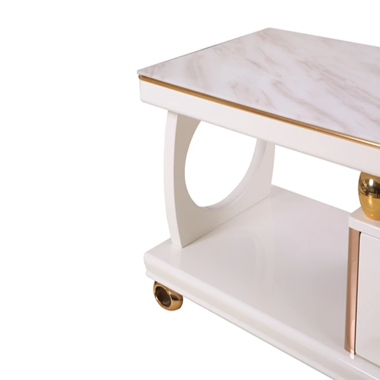 cheap design luxury furniture tempered glass black white coffee table set