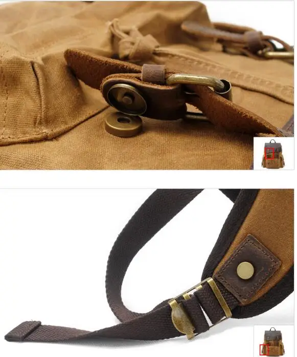 F9151 Europe Vintage New Model Outside Waxed Canvas Travel Backpack