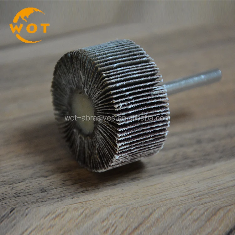 China Manufacture Grinding Wood 25x25x6mm Abrasive flap wheel with shaft