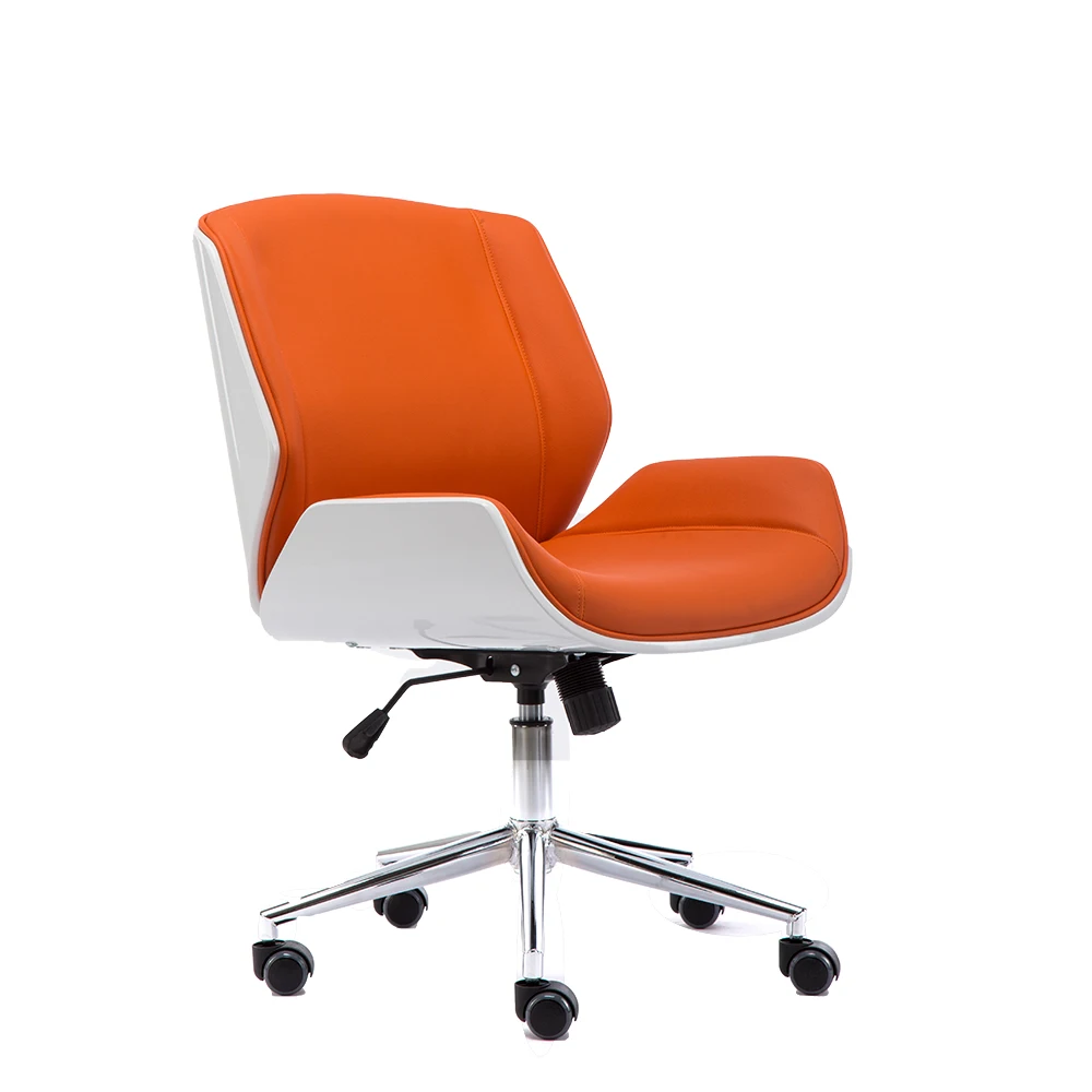 PC ergonomic Walnut bent wood low back aluminum base staff office chairs or conference chairs