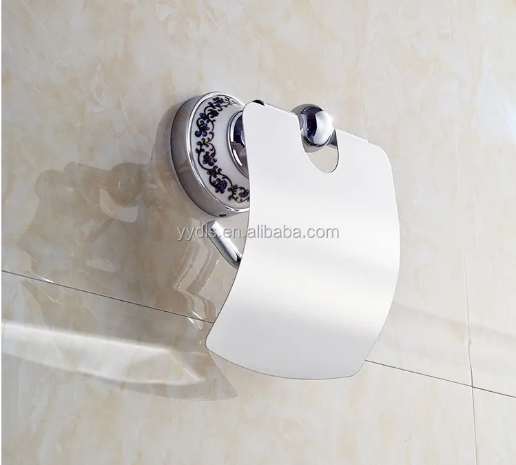 
1600-5 White Ceramic Toilet Roll Holder Stainless Steel Paper Tissue Holder 