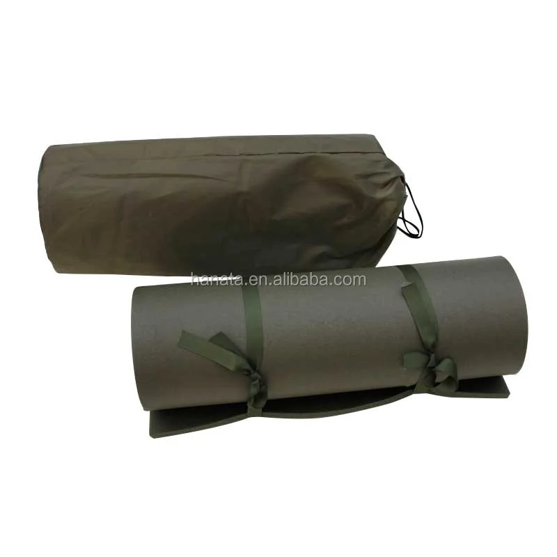 two straps copper eyelet suspensibility mattress army green pe foam mat sleeping pad