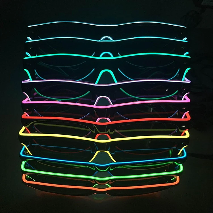 2021 Hot Sale Fashionable Light Up El Sunglasses/ Flashing El Wire Glasses For Christmas Gift
