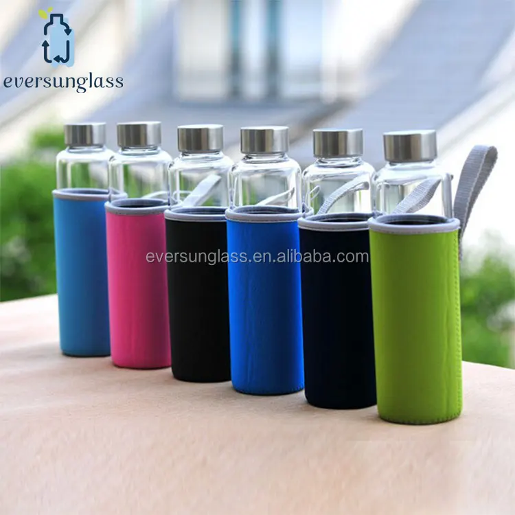 500ml Portable Double Wall Drinking Glass Tea Infuser Water Bottle With Silicone Sleeve