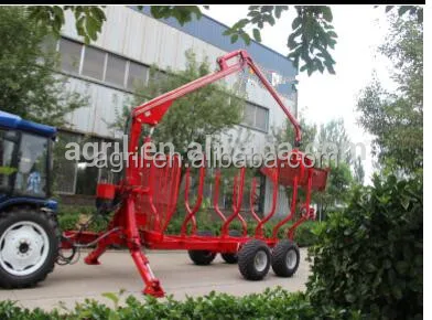 Трактор использует лес гидравлический бревен трейлер деревянный пикап грузоподъемный прицеп бревен с краном грейфер