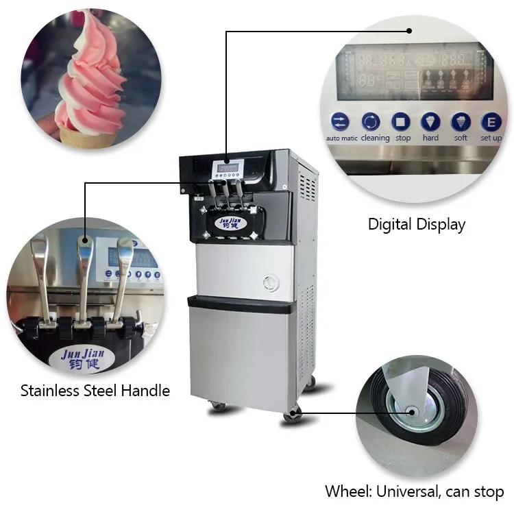 
Three Flavors 201 Stainless Steel Air Pump Soft Serve ice cream making machine commercial 