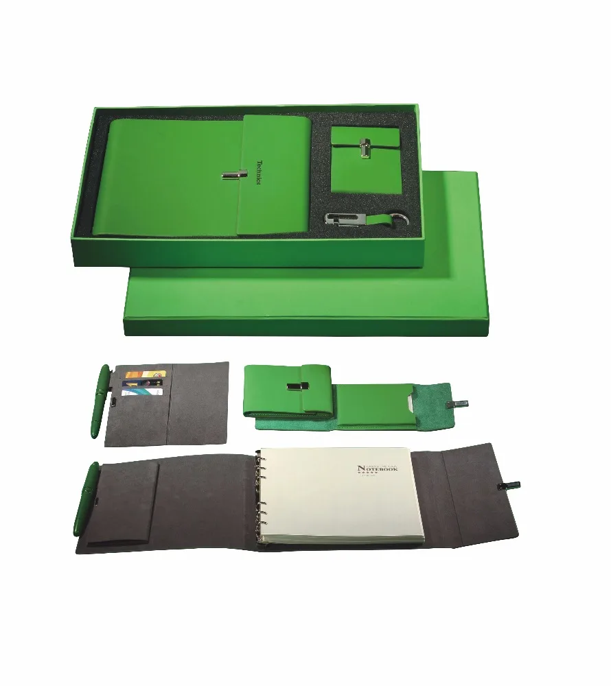 Hardcover customized diary notebook Rotating button logo Week plan journal leather PU promotion gift set stationary notepad