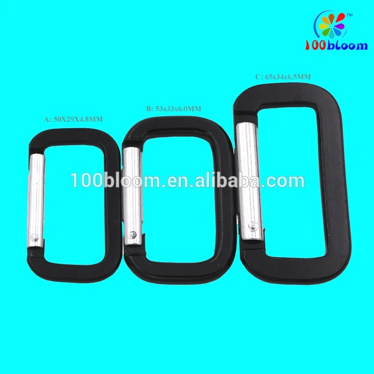 Factory wholesale 5 cm aluminum hook flat square cheap carabiner keychain as bag accessories & parts key holder