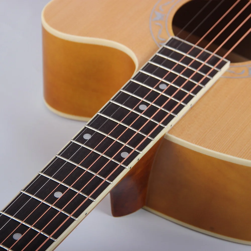 Professional Basswood Spruce natural matte 40 inch 6 Strings semi Acoustic electric guitar folk guitar for kid beginner