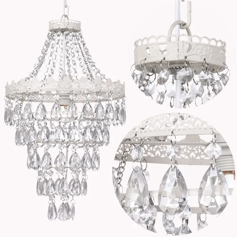 1 Light Easy Fit Crystal Ceiling Chandelier Style Crystal Droplets Pendant Shade